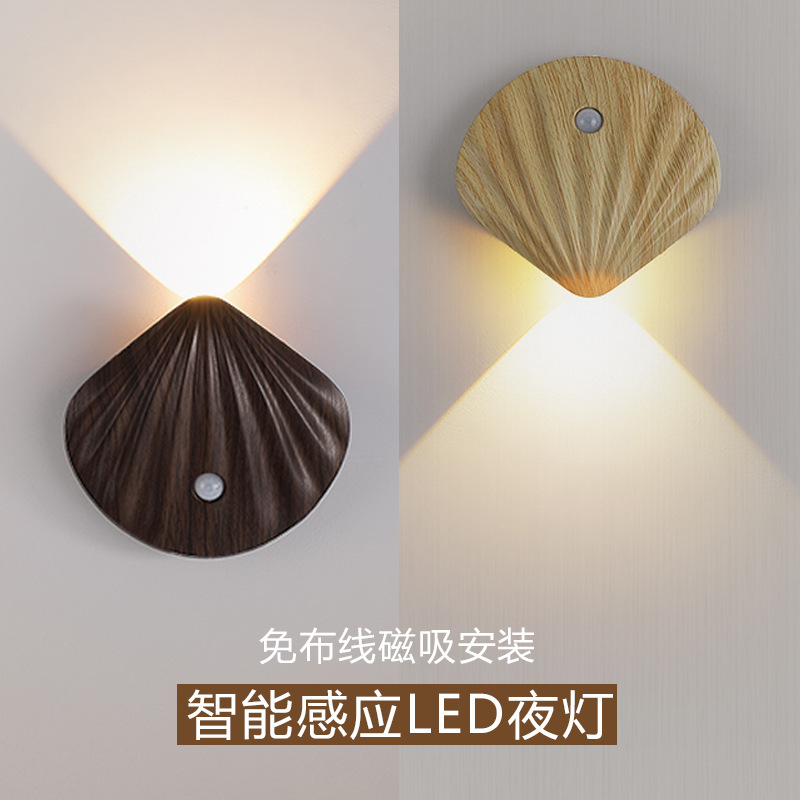 Cross-border new smart led charging human body induction night light wiring-free magnetic indoor wardrobe cabinet door lamp