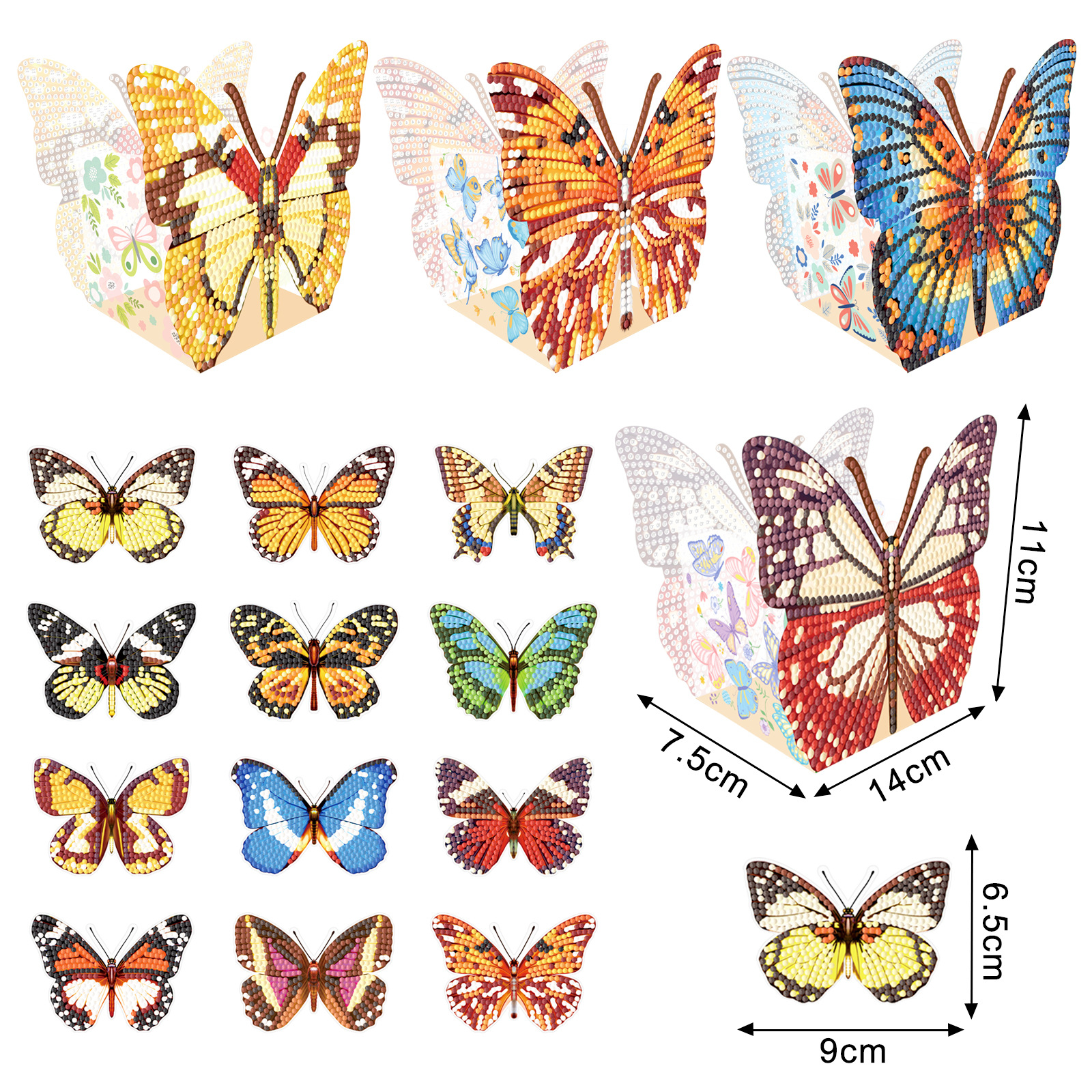 Pintura de diamantes hecha a mano DIY mariposa decoración pet caja de almacenamiento pegada pintura de diamantes puede ser distribuida al por mayor
