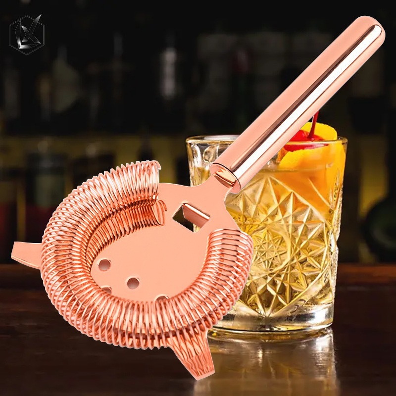 Manufacturer Wholesale 304 Stainless Steel Ice Filter Creative Golden Ice Cube Strainer Cocktail Ice Separator Bar Tool