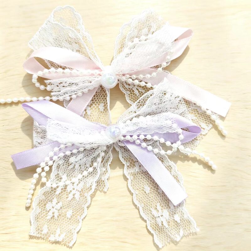 Sweet lace pearl double ribbon fairy-like bow accessories for shoes, socks, bags, clothing, and accessories wholesale Sweet lace pearl double ribbon fairy-like bow accessories for shoes, socks, bags, clothing, and accessories wholesale