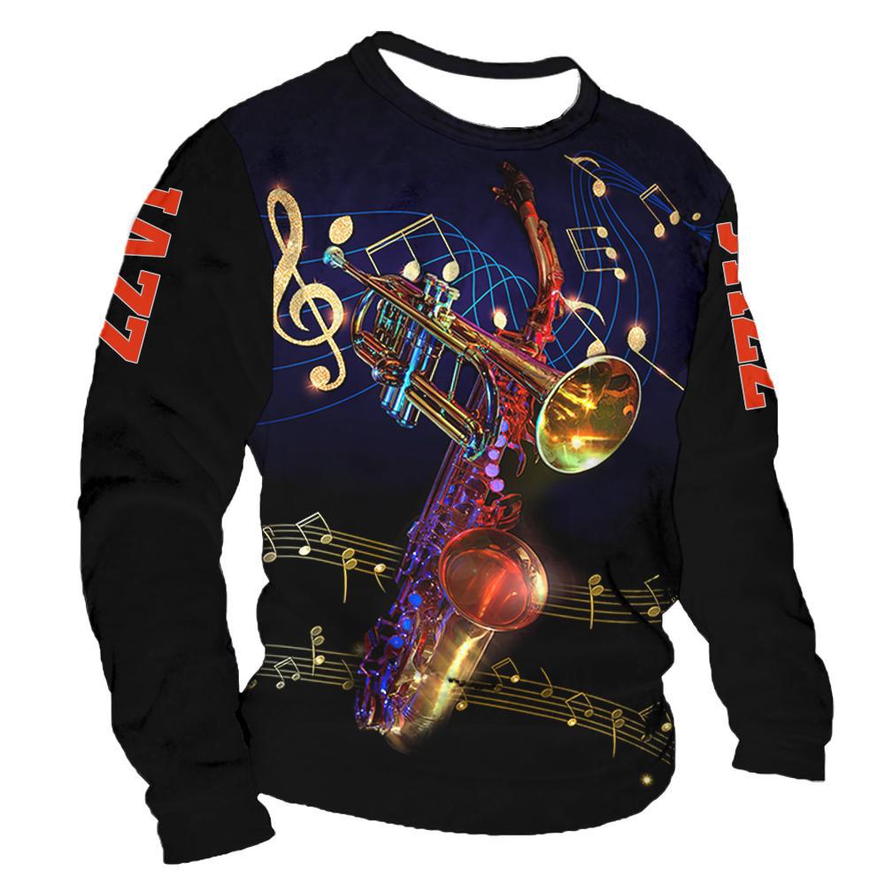 2022 retro hombres 3D digital placket abierto de siete botones Camiseta de manga larga de los hombres de guitarra patrón transfronterizo estación independiente