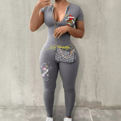 H0007欧米ファッションワンピース婦人服半袖プリント長ズボン