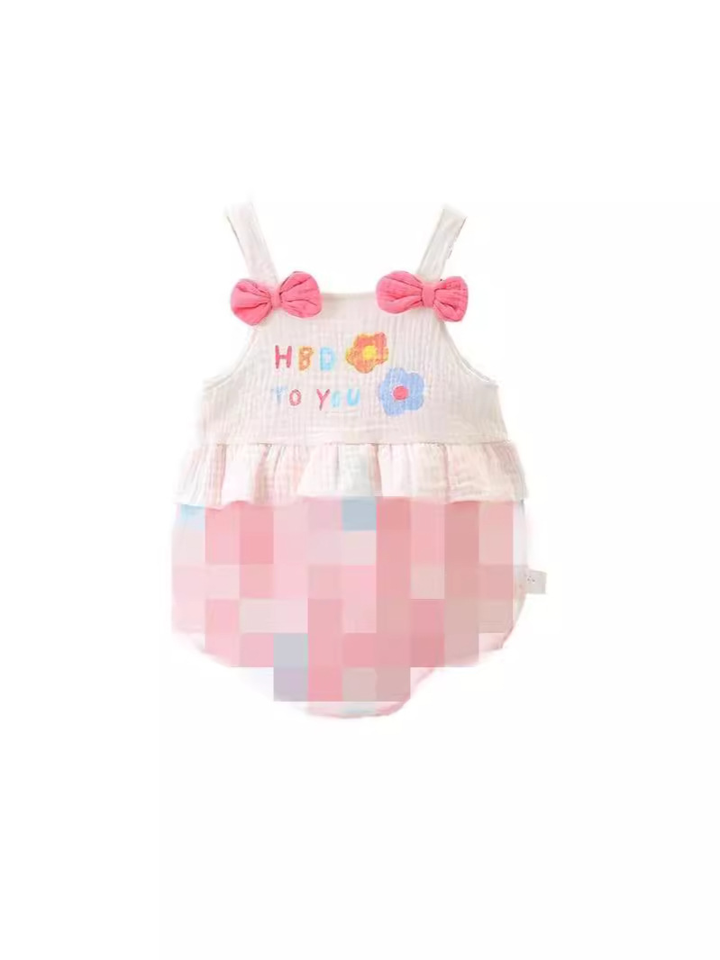 Ropa de verano para bebés, bebé, princesa súper linda, mameluco con tirantes, chaleco sin mangas de verano, abrigo triangular delgado, traje de escalada