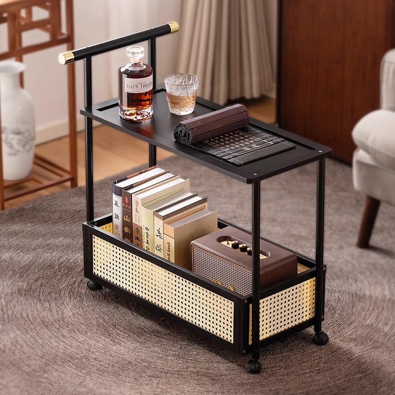 Retro Movable Trolley, Living Room Sofa Side Table, Multifunctional Small Coffee Table, Simple Storage Rack, Corner Table, Small Side Table