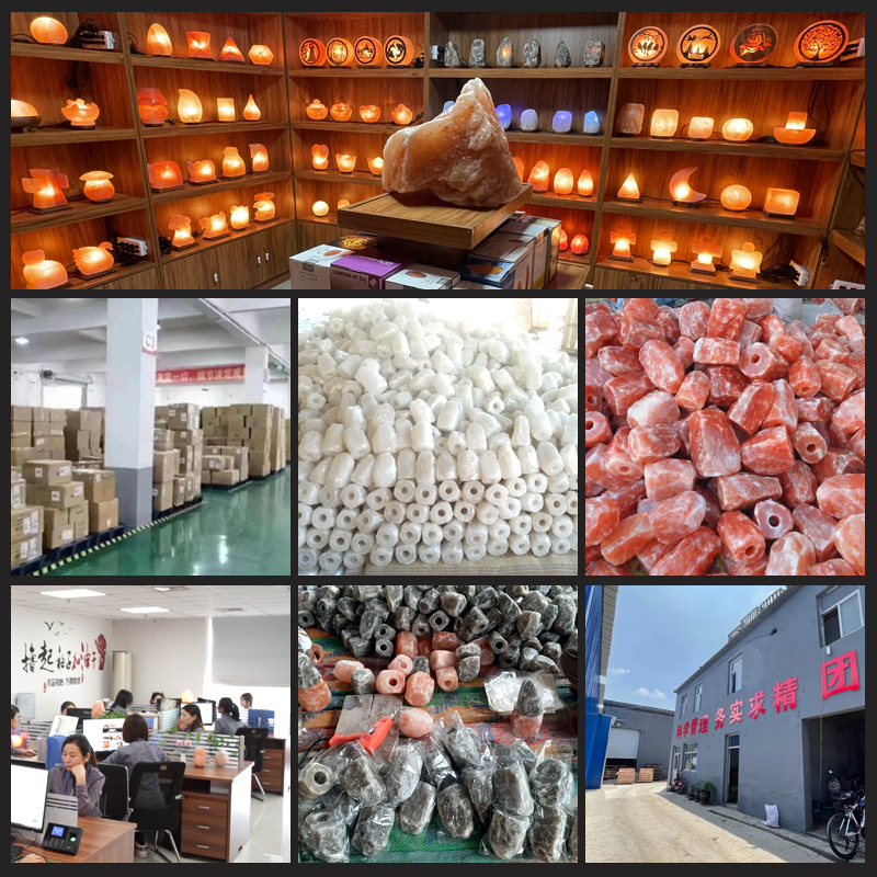 Venta al por mayor de la fábrica lámpara sal del Himalaya exportación cristal paloma rojo sangre blanco gris regalo dormitorio noche mineral Luz