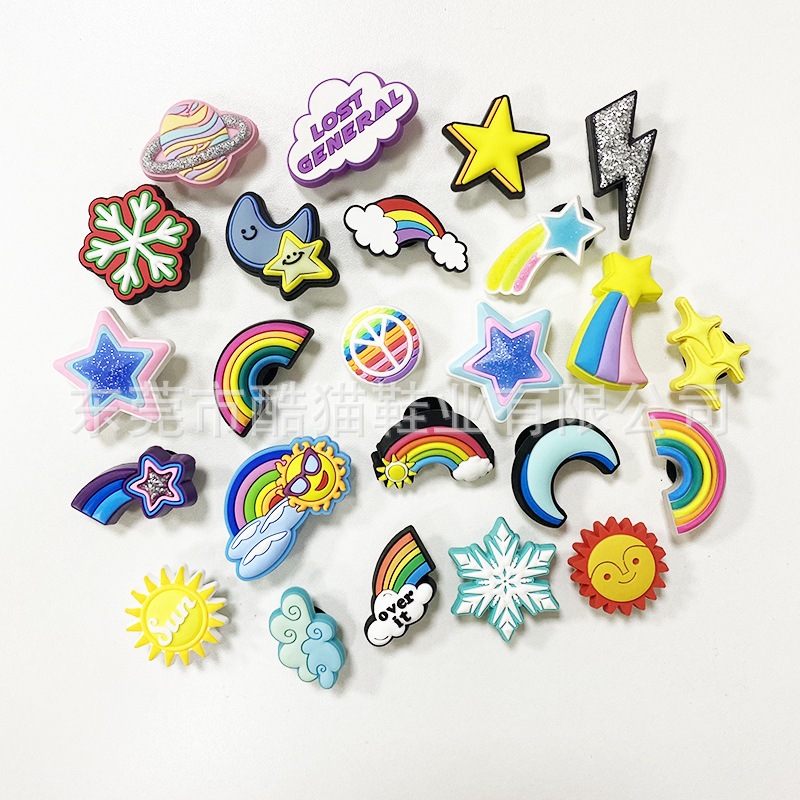 New Cave Shoes Flower Cute Shoe Buckle Cartoon Cave Shoes Decorations Rainbow Weather Series