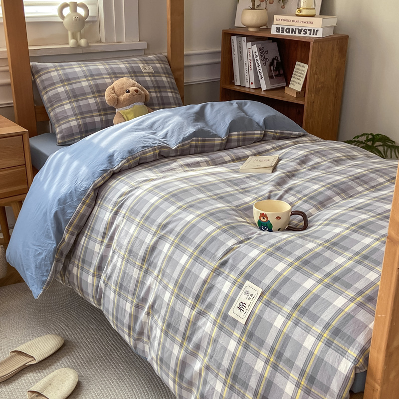 2025 nueva cama de dormitorio de algodón de tres piezas, cama de dormitorio de algodón para estudiantes, funda de edredón individual, funda de cama, funda de edredón