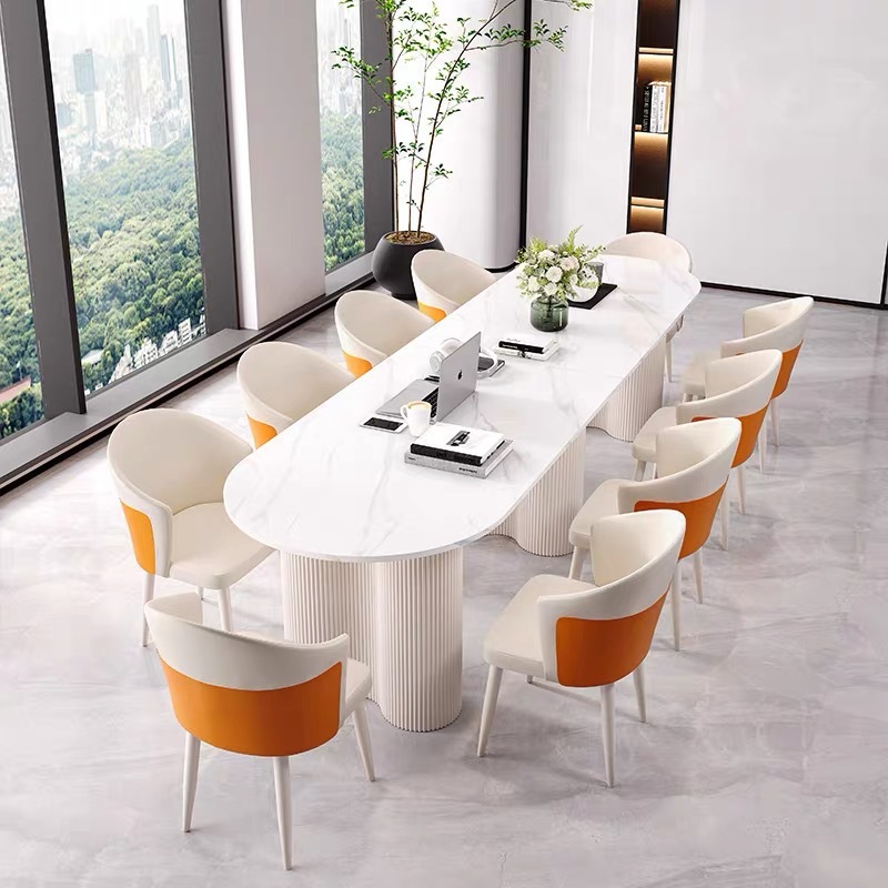 Slate Cream Style Conference Table Long Table Beauty Salon Exhibition Hall Shop Reception Negotiation Desk Office Desk