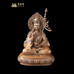 紫金蓮ネパールチベット工芸蔵伝密宗蓮花生大師紫銅純手彫り純銅置物