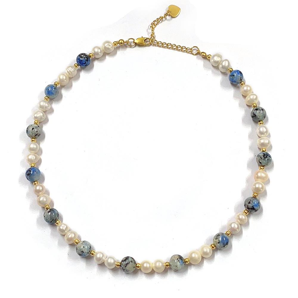 12g Weight 18K Gold Plated Plating Material Earrings, Necklace Classification 2 PCS/Package Quantity Holiday, Daily Occasion natural stone, Freshwater Pearl, Titanium Steel Material Round Pattern Women's Gender Beaded Design Elegant, Simple Style Style Elegant Simple Style Round Natural Stone Freshwater Pearl Titanium Steel Beaded 18K Gold Plated Women's Earrings Necklace 11