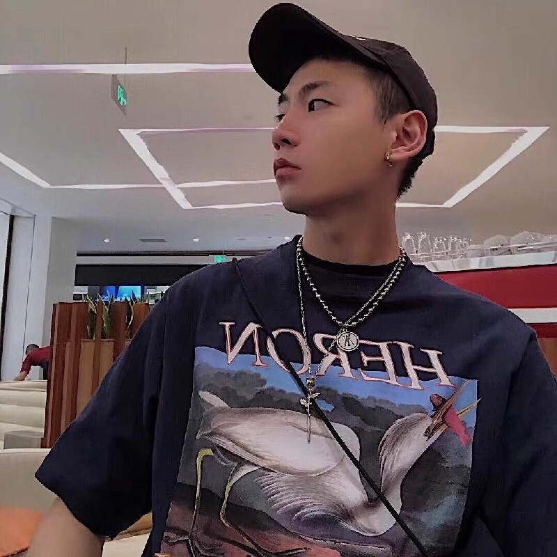 [Official Website Correct Version] Ins Super Popular 19Ss Heron Preston Crane Print Casual Short-Sleeved T-Shirt Summer