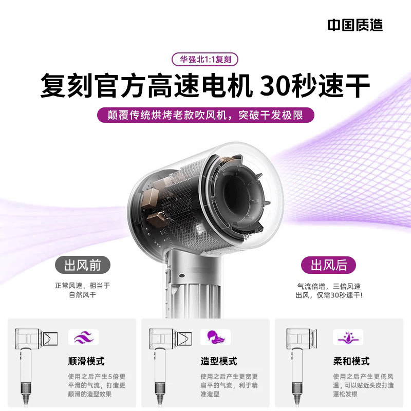 110v美规欧规华强北高速吹风机家用负离子护发大风力无叶电吹风筒|undefined