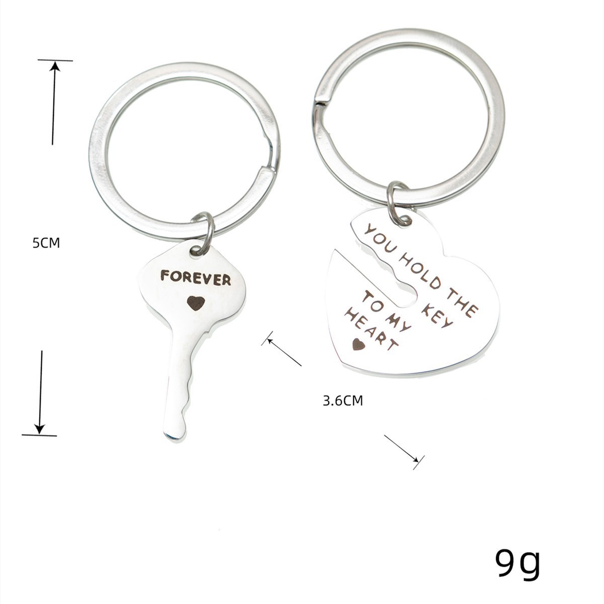 Regalos de San Valentín transfronterizos llaves de corazón You Hold The Heart Key Couple Keychain de acero inoxidable