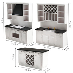 1:12 Scale Dollhouse Mini Furniture Modern Kitchen Micro Scene White Kitchen Cabinet Set of 3