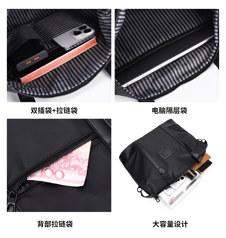 Men's business casual large-capacity travel bag, Korean-style fashionable handbag, lightweight crossbody bag, simple briefcase undefined