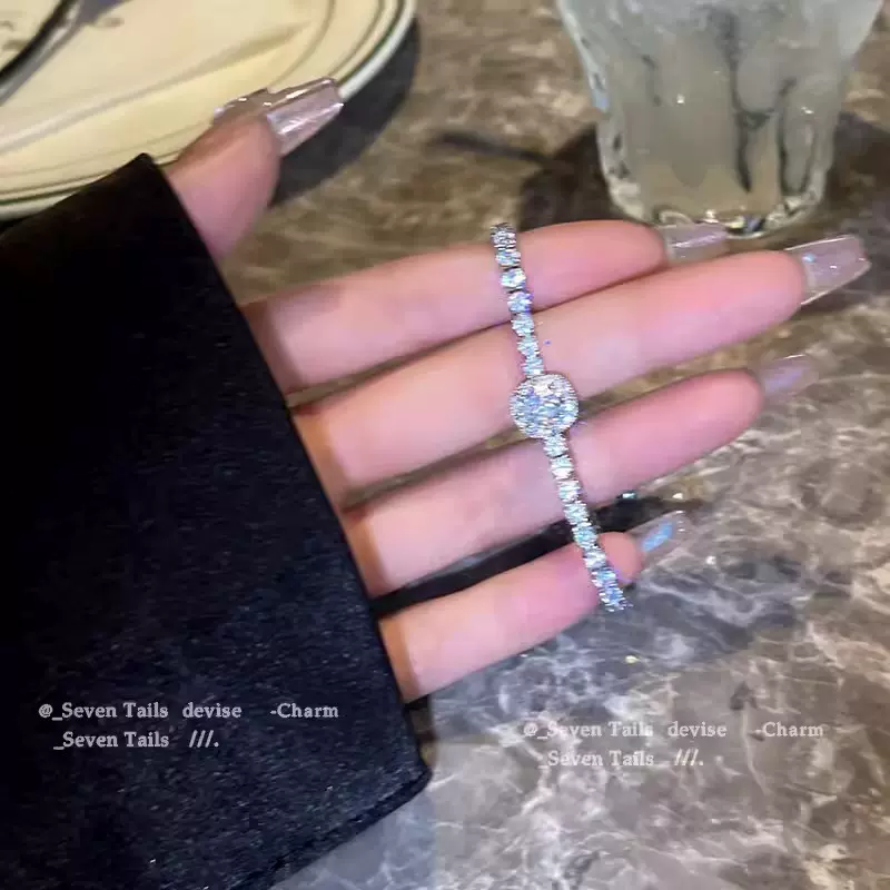韩版气质微镶锆石手链女生小众抽拉可调节手环个性简约高级感手饰