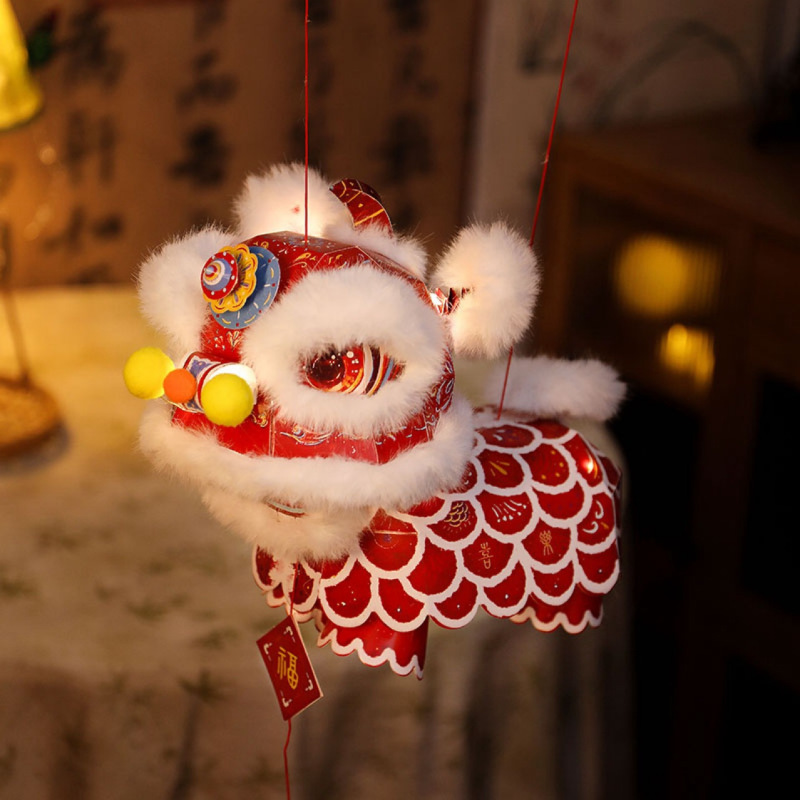 新款中秋节醒狮灯笼手工diy材料包幼儿园儿童手提花灯非遗手作|undefined
