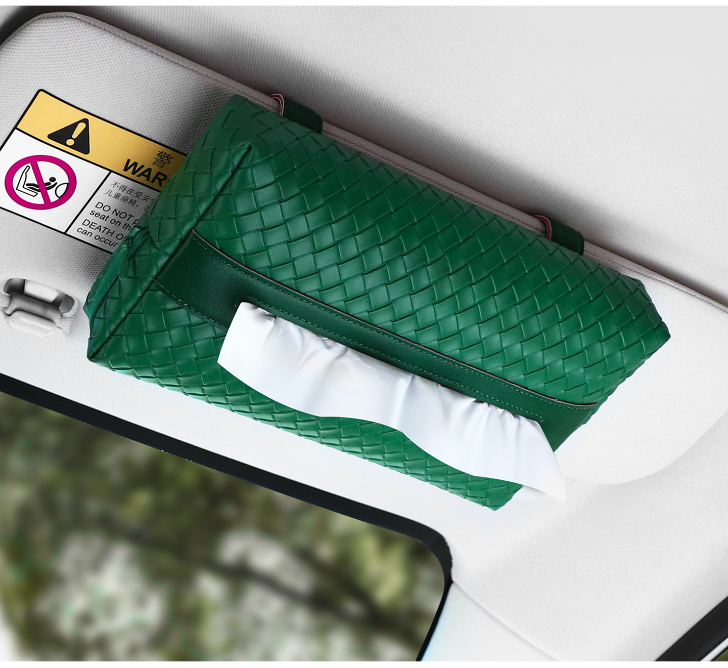 Car Sun Visor Tissue Box Woven Pattern Car Multifunctional Tissue Box In-Car Hanging Car Storage Tissue Box