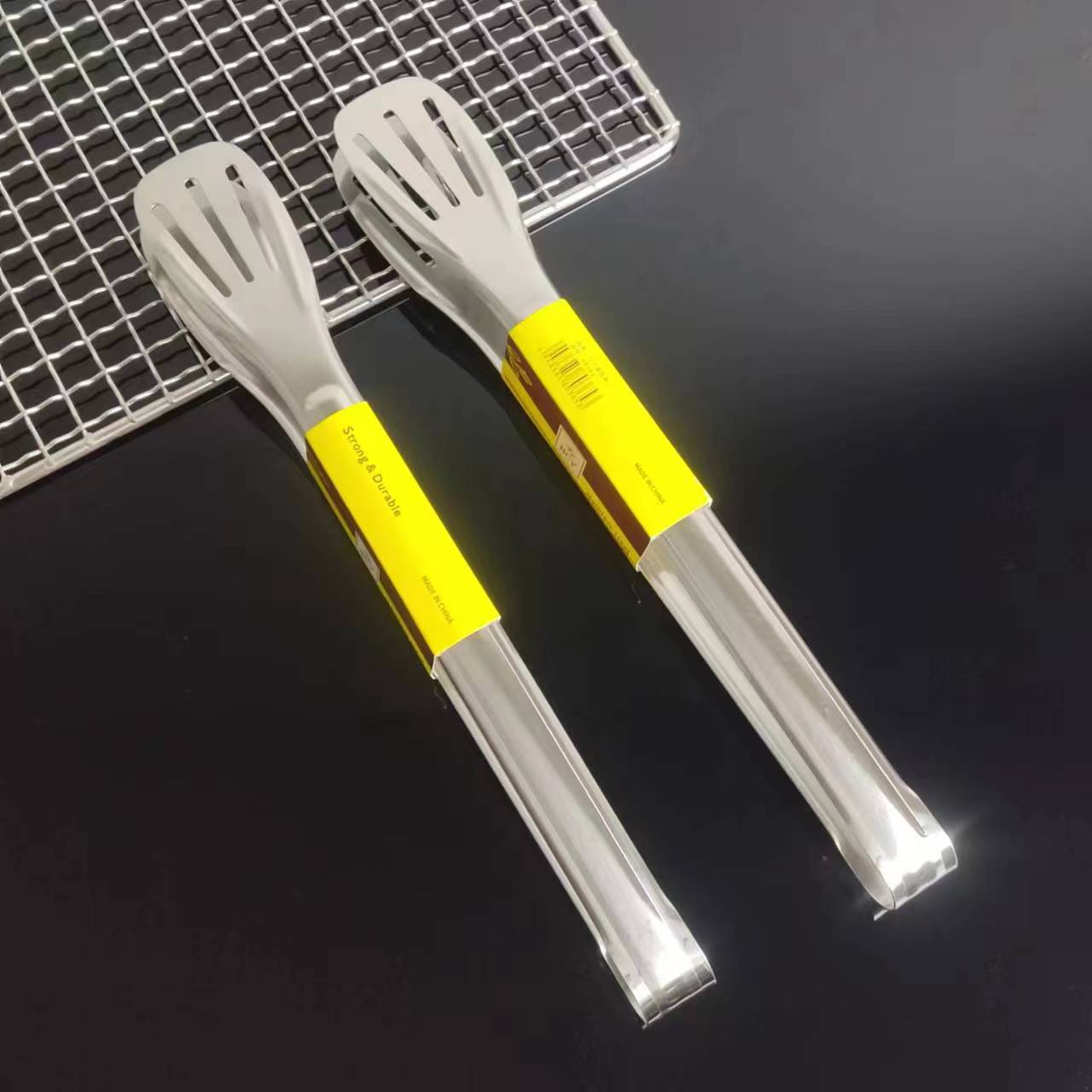 Factory direct stainless steel food clip three line food clip thickened bread clip barbecue barbecue baking kitchen