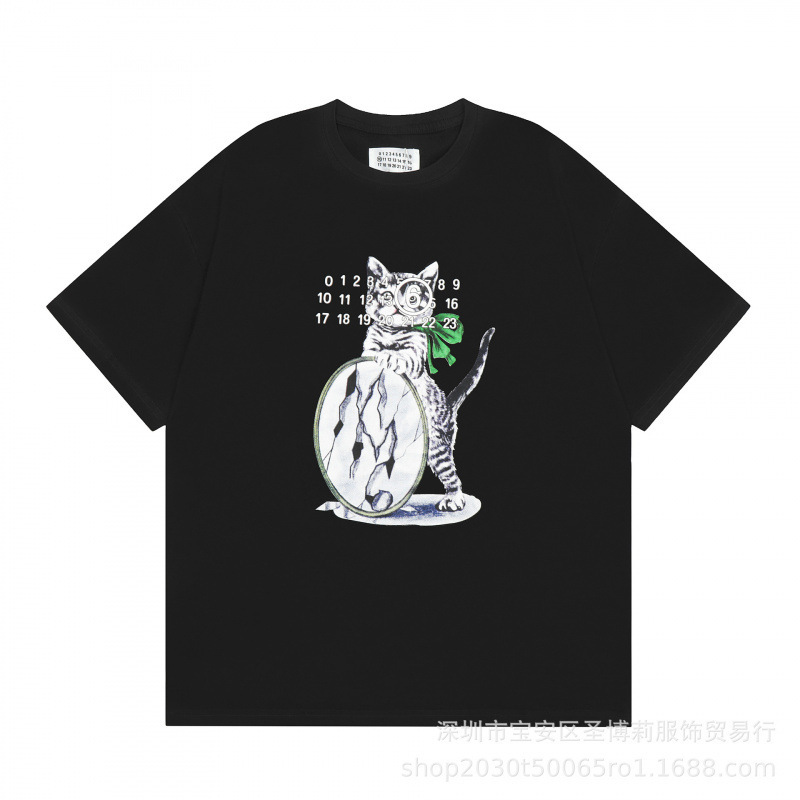 クロスボーダー メゾン マルジェラ マルジェラ デジタル プリント MM6 ピュアコットン 高品質 メンズ Tシャツ レディース 半袖 トレンド|undefined