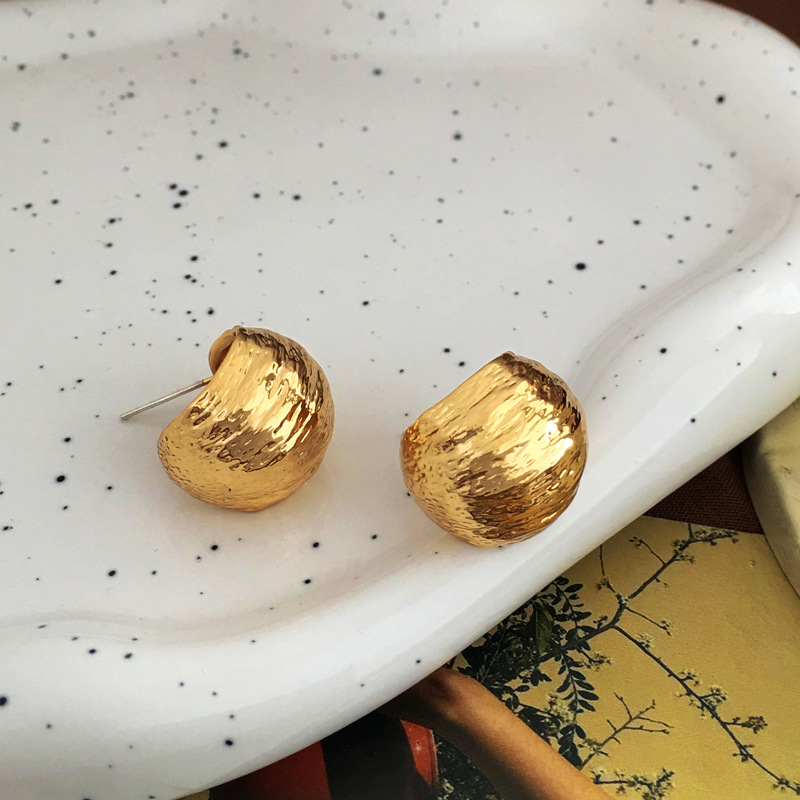 Retro C Shape Plating Copper Ear Studs display picture 2