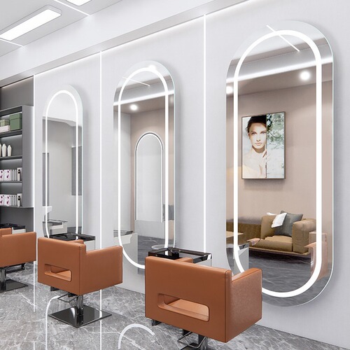 Simple and Stylish Hair Salon Mirror | New Design | Wall-Mounted, Single-Sided Mirror with LED Lights—Perfect for Barber Shops and Beauty Salons