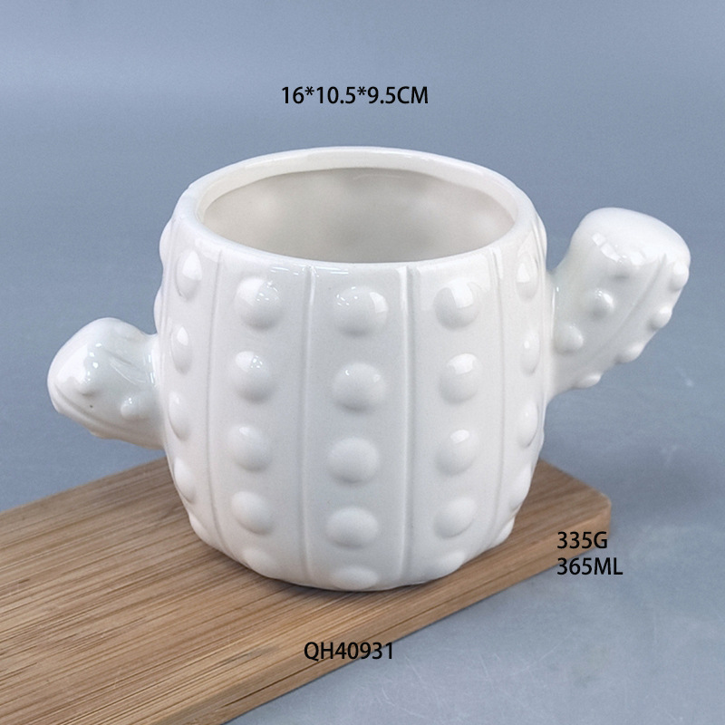 Taza en blanco con mango Taza de menú DIY esmaltada taza hexagonal de color alto barro blanco taza de barro blanco taza de barro recto