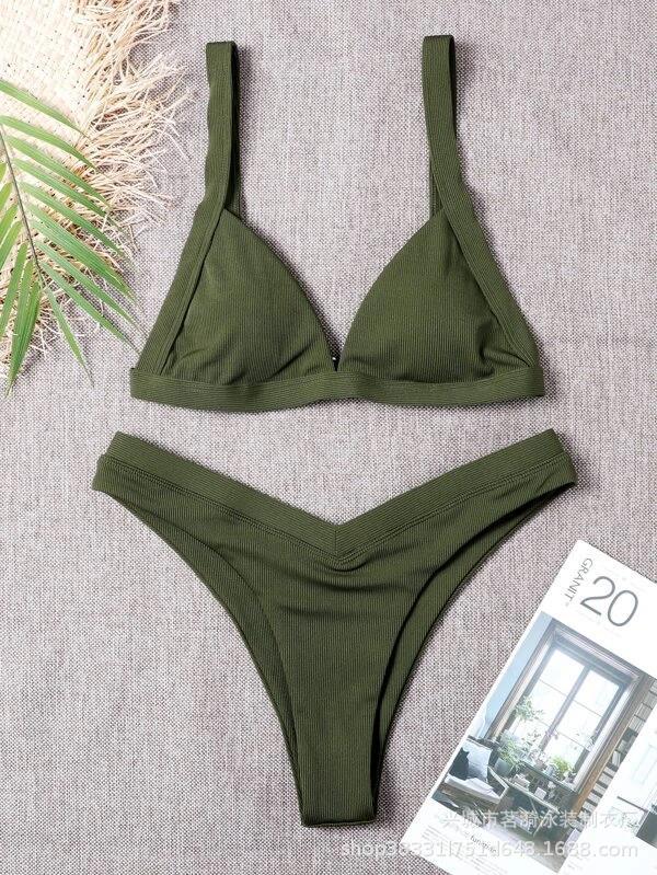 Mingyi nuevo popular multicolor color sólido pequeño hoyo bar moda europea y americana sexy multicolor Bikini traje de baño de las mujeres