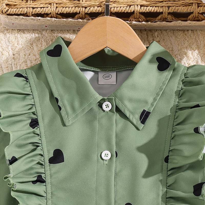 2024 Herbst neue Kollektion von Kinderbekleidung, modisches langes Hemdkleid mit Gürtel und Unterhosen-Set für Mädchen_voghion.com