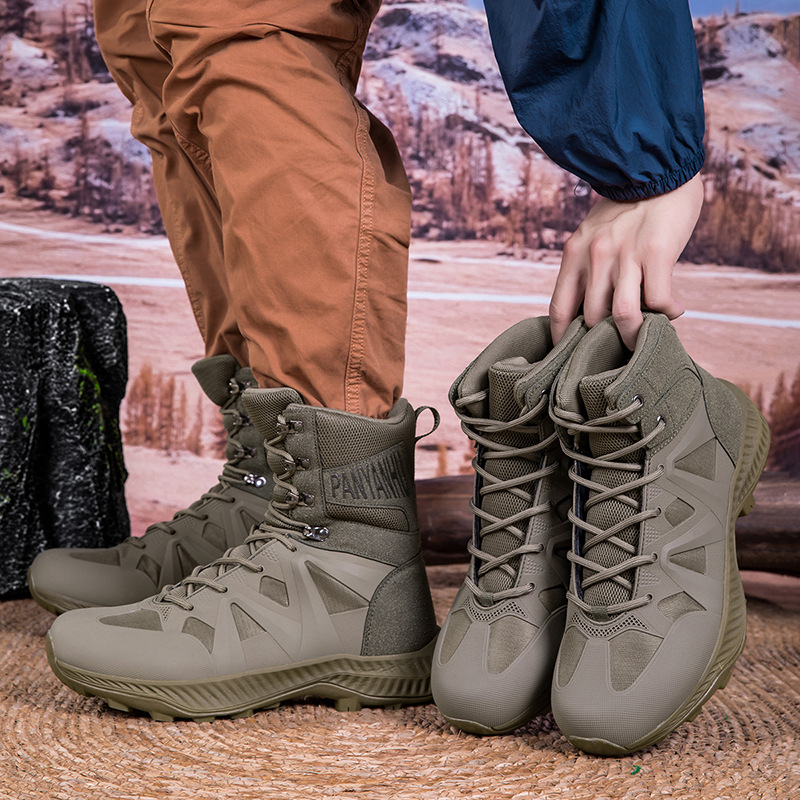 Aficionados militares transfronterizos Botas tácticas Botas de combate Montañismo al aire libre para hombres Zapatos altos para hombres Botas de entrenamiento de combate Botas de senderismo todoterreno