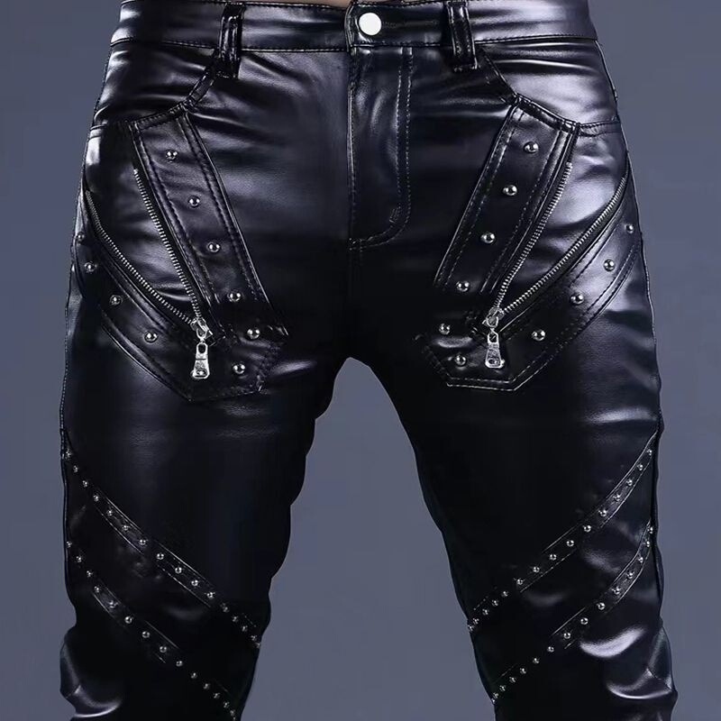 Men's Leather Pants Korean Slim-fit Leggings Riding Men's Motorcycle Performance Trendy Pants Factory Outlet Men's Leather Pants Korean Slim-fit Leggings Riding Men's Motorcycle Performance Trendy Pants Factory Outlet