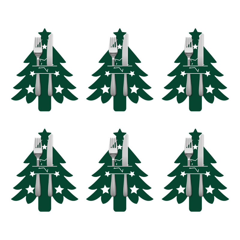 跨境圣诞节新款MerryChristmas创意圣诞树刀叉套派对餐桌装饰用品|undefined