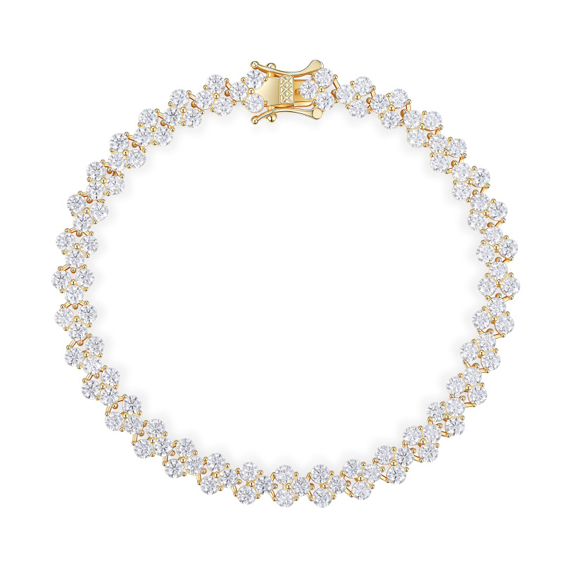 Cross-border 925 silver inlaid Mosan diamond 3.0 triangle fashion new unisex tennis bracelet European and American e-commerce