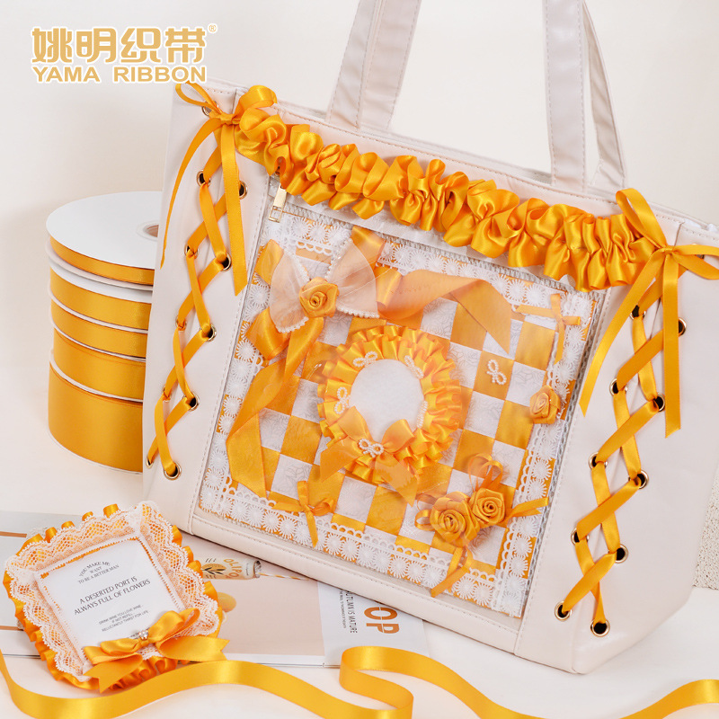 Cintas de color unilateral floral paquete de flores regalo cinta ropa colgante material de orejas decoración festiva cinta de color