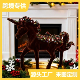 定制手工制作高品质无毒环保多色亮片动物独角兽形状圣诞吊坠工厂