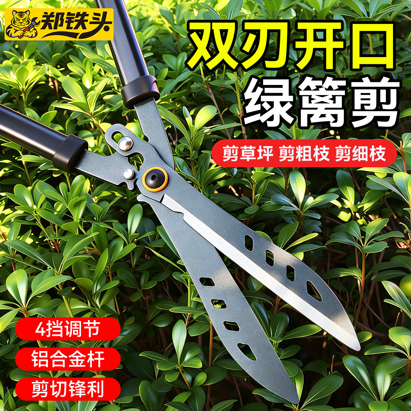 多功能园林工具伸缩篱笆剪 4档可调节草坪粗枝细枝园林剪刀篱笆剪