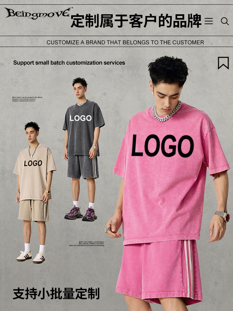 2025 verano calle retro vieja camiseta de manga corta neutral suelta rayas laterales BF pantalones cortos deportivos traje hombre