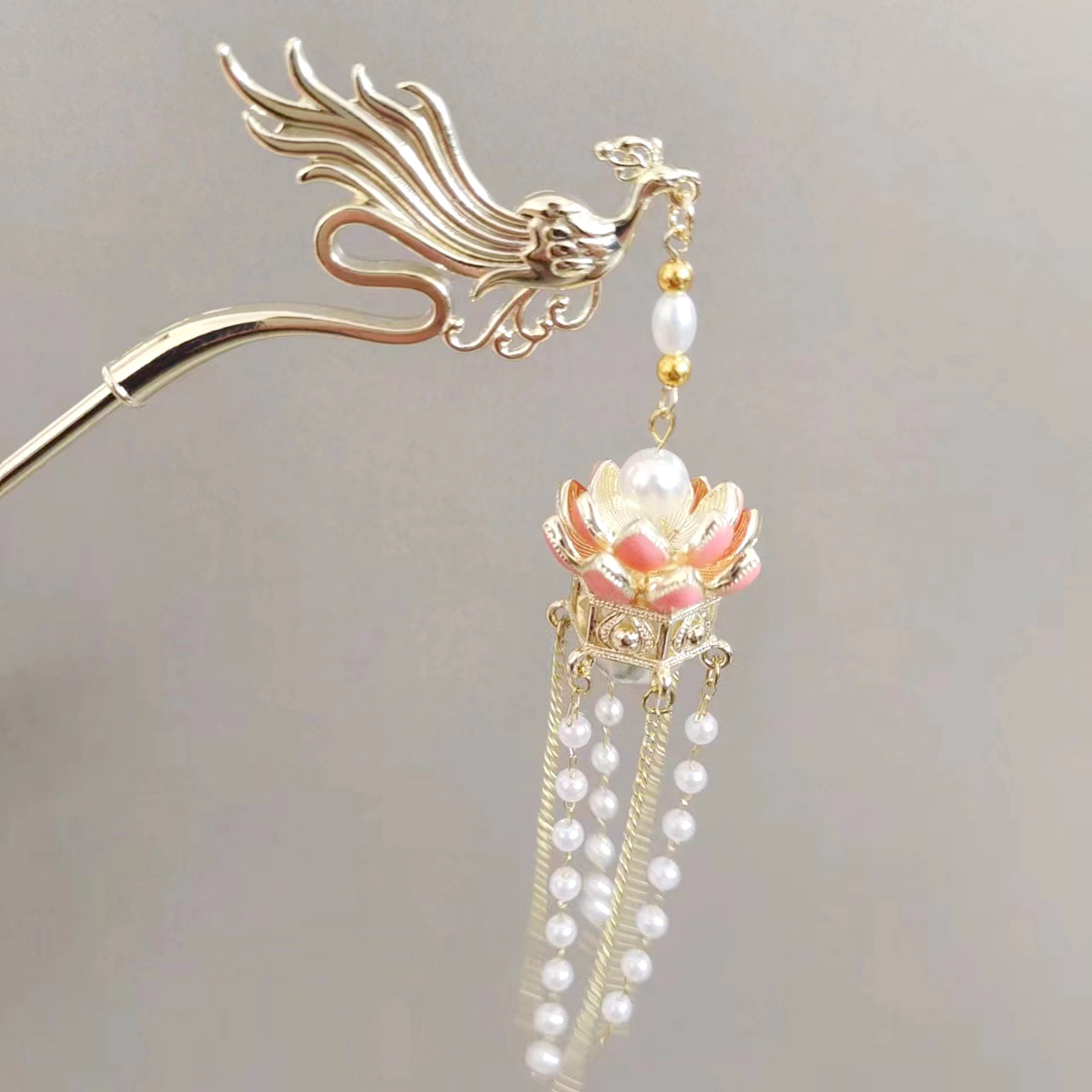 锌合金仙鹤发簪汉服古风荷花发光灯笼发钗高级感小众网红发饰簪子-阿里巴巴