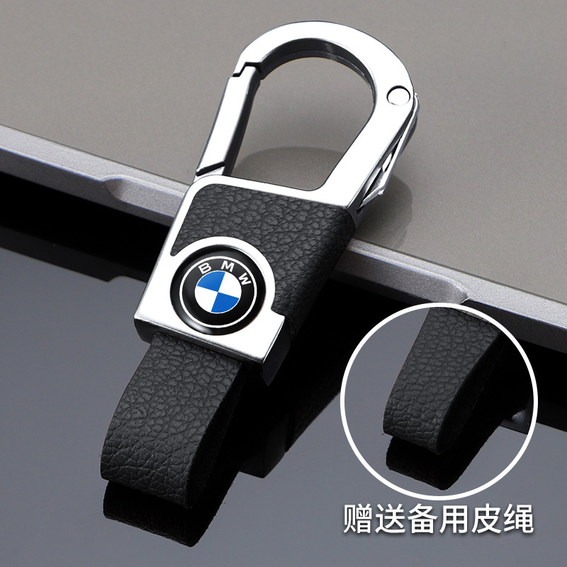 Llavero de coche de alta gama para hombre, cinturón doble, llave de coche gruesa, resistente al desgaste y resistente a los arañazos, colgante de llavero de cuero exquisito