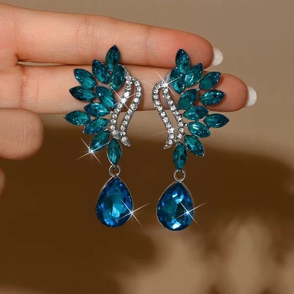OZON Fashionable Luxurious Full-Diamond Earrings, Elegant Long Exaggerated Earrings, Alloy Diamond-Studded Party Super Shiny Accessories Wholesale