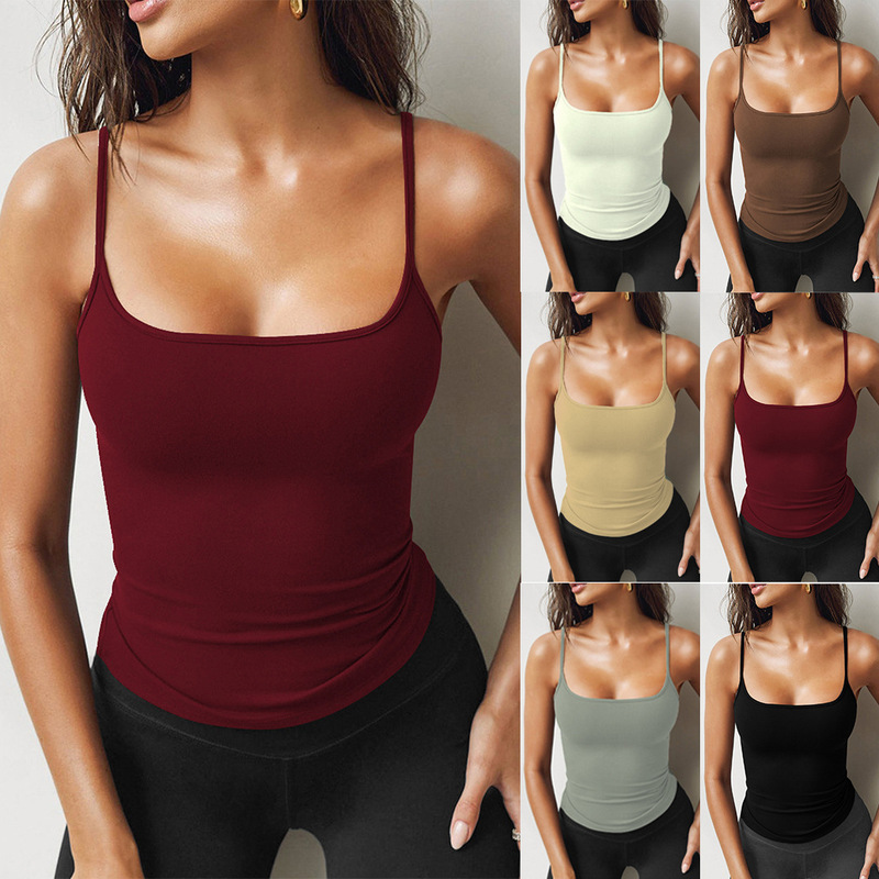 Amazon Summer Style Milk Silk Hottie Suspbottomer Bottoming with European and American Style Slim Short Vest Top for Women Amazon Summer Style Milk Silk Hottie Suspbottomer Bottoming with European and American Style Slim Short Vest Top for Women