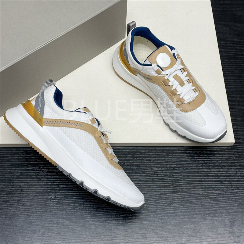 Spring and Summer Low-key Luxury Lace-up sneaker Men's Shoes Elastic Mouth Elastic Cloth Lightweight Comfortable Casual White Shoes