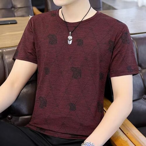Summer Thin Short-Sleeve T-Shirt for Men, Korean-style Trendy All-Match Loose-Fit Plus-Size Striped Half-Sleeve Base Layer