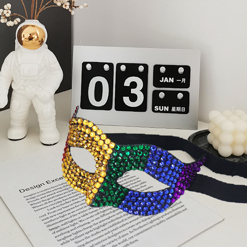 Carnaval transfronterizo máscaras de mitad de cara de diamante máscaras de pareja de cara de zorro de diamante de Halloween