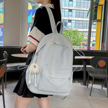 女生简约蝴蝶结校园书包初高中大学生双肩包上课通勤大容量电脑包