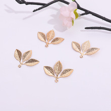 古风新娘头饰发饰DIY金属材料单孔三叶树叶吊片金属花片饰品配件