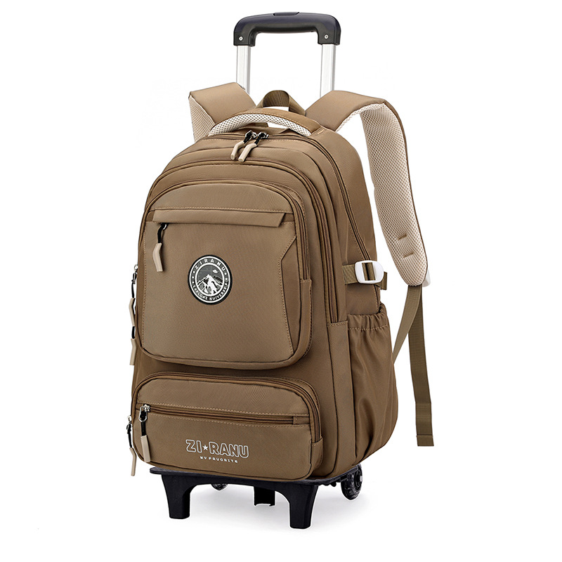 Mochila de tirón, caja de tirón, mochila escolar para niños de grado 3 - 6, estudiantes de secundaria masculinos con ruedas para subir escaleras de gran capacidad