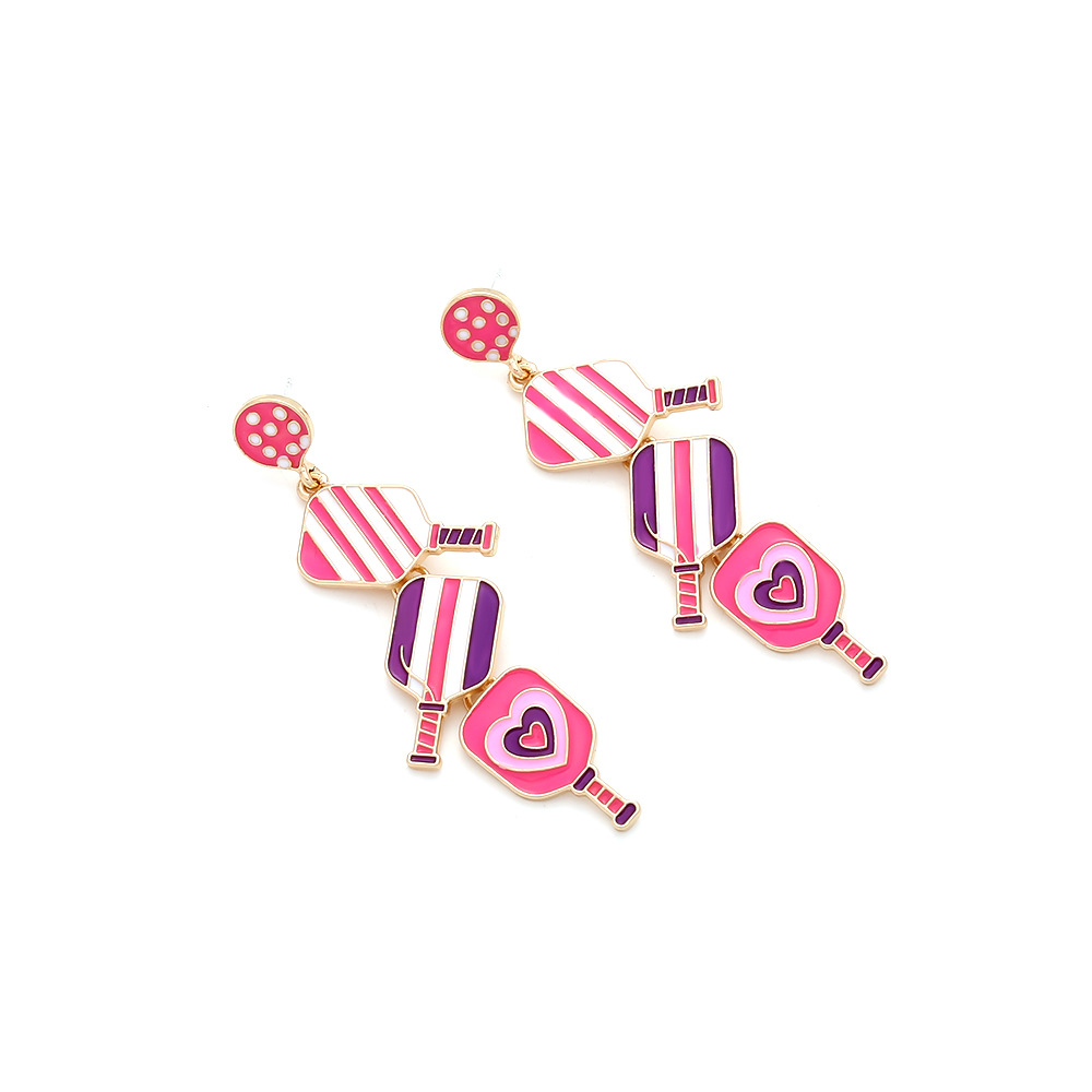 1 Pair Casual Simple Style Stripe Heart Shape Enamel Zinc Alloy Drop Earrings display picture 4