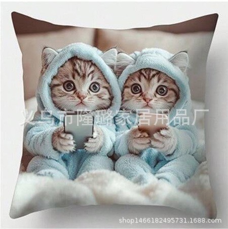 TEMU Hot-Selling Cat Plush Pillow Cover Cute Adorable Animal Cushion Bedroom Home Sofa Decorative Throw Pillow Cover Wholesale