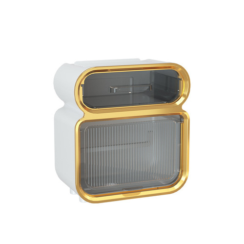Toilet tissue box wall-mounted bathroom waterproof punch-free storage rack simple roll paper box light luxury high-end